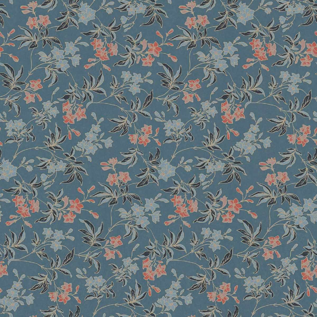 Vliestapete Art of Eden 390634 - Blumentapete Muster – Blau, Rot